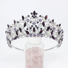 Charger l&#39;image dans la galerie, Large Miss Universe Wedding Hair Accessories Crystal Round Tiara Queen Princess Leaf Crown bc07 - www.eufashionbags.com
