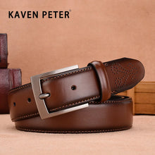Charger l&#39;image dans la galerie, Classic Men Belt For Jeans High Quality Leather Belt Brown Genuine Leather Strap Pin Buckle