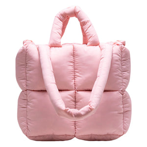 Soft Cotton Winter Shoulder Bag Soft Tote Large Quilted Top-handle Purse q31