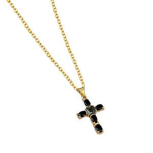 Luxury Cross Necklace for Women White/Black/Pink Cubic Zirconia Pendant Wedding Jewelry t26 - www.eufashionbags.com