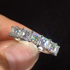 Fashion Princess Square Crystal Cubic Zirconia Rings for Women Luxury Wedding Band Accessories Eternity Female Jewelry