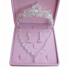 画像をギャラリービューアに読み込む, Bridal Jewelry Sets Crown Necklace Earrings Four Pack Silver Women&#39;s Fashion Wedding Tiaras(excluding boxes)