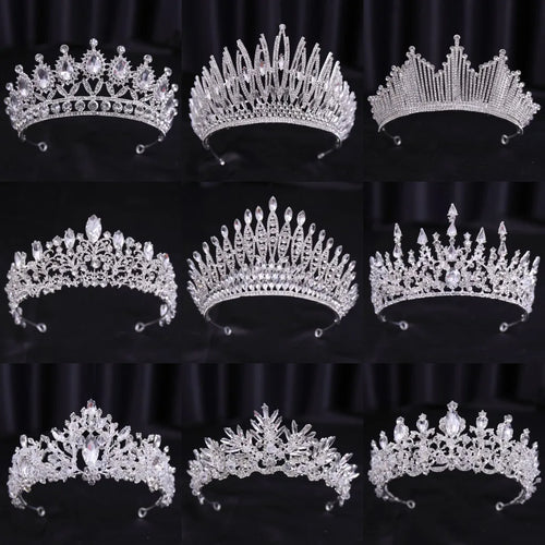 Luxury Diverse Silver Color Crystal Crowns Bride tiara Fashion Queen For Crown Headpiece Wedding Hair Jewelry Accessories