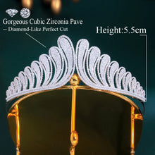 Carica l&#39;immagine nel visualizzatore di Gallery, Chunky Cubic Zirconia Pave Luxury Big Crown Tiara for Wedding Hair Accessories