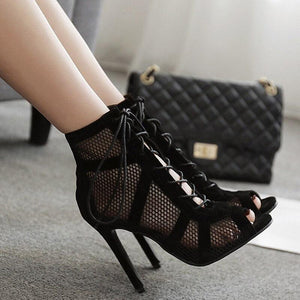 Fashion Women High Heels Peep Toe Women Pumps Lace Up Cross-tied Casual Shoes - www.eufashionbags.com