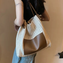 Load image into Gallery viewer, Straw Hollow Out Knitting Tote Bag Large Handmade Shoulder Handbag Women Designer Casual Beach Bag