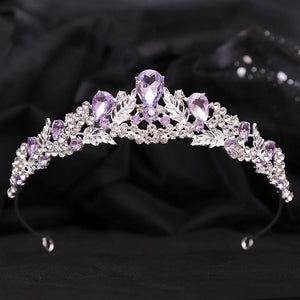 Purple Crystal Bridal Tiaras Crowns Women Wedding Rhinestone Diadem Crown Tiara bc75 - www.eufashionbags.com