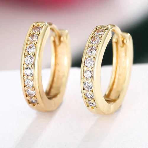 Classic Men Circle Hoop Earrings Shiny White Zircon Daily Wear Women Jewelry Gifts