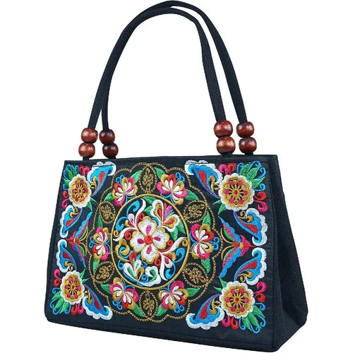 Handmade Women Casual Shoulder Bag Embroidered Handbag Large Shoppping Tote Travel Purse r23