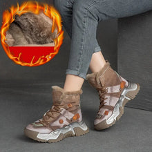 画像をギャラリービューアに読み込む, Genuine Leather Sneakers Fashion Boots for Women Thick Sole Ankle Boots q122