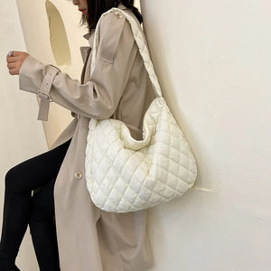 Lattice Pattern Shoulder Bag Large Cotton Handbag Tote Purse w97