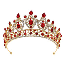 Load image into Gallery viewer, Vintage Red Crystal Tiaras Royal Queen Bridal Crown Wedding Dress Hair Jewelry bc121 - www.eufashionbags.com