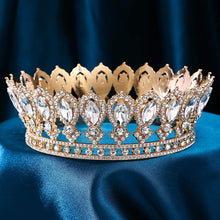 Load image into Gallery viewer, Vintage Queen Wedding Crown.Bride Headdress.Rhinestone Crystal Tiaras.Round diadem.Party Birthday Hair Jewelry Accessories