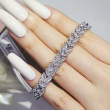 画像をギャラリービューアに読み込む, Luxury silver color CZ Bracelet Bangle for Women Valentine&#39;s Day gift N19