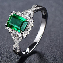 Charger l&#39;image dans la galerie, Square Shaped Green Cubic Zirconia Wedding Ring for Women hr175 - www.eufashionbags.com