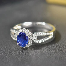 Cargar imagen en el visor de la galería, Blue Cubic Zirconia Women Rings Wedding Anniversary Party Temperament Female Accessories