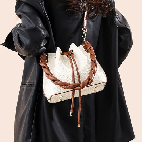 Luxury PU Leather Designer Shoulder Bag Women Fashion Bucket Handbag Crossbody Purse a174