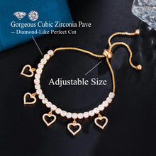 画像をギャラリービューアに読み込む, Luxury Cubic Zirconia Love Heart Charms Bracelets for Women Trendy Gift b62