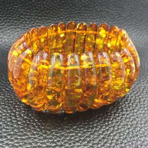Natural Golden Flower Amber Bracelet Women Healing Jewelry