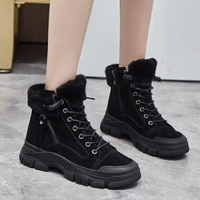 画像をギャラリービューアに読み込む, Winter Women Snow Boots Thick Sole Warm Plush Shoes Genuine Leather Suede Sneakers q165