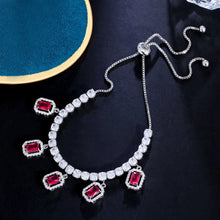 Load image into Gallery viewer, Silver Color Rectangle Charms Tennis Bracelets for Women Bling CZ Crystal Jewelry b107