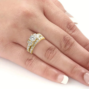 Silver/Gold Color Set Rings for Women 2Pcs Sparkling Cubic Zirconia Rings Wedding Trendy Jewelry