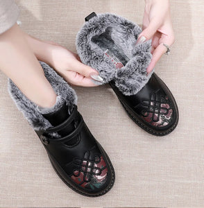 Winter New Leather Waterproof Snow Boots Women's Plus Velvet Warm Shoes q161