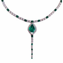 Cargar imagen en el visor de la galería, Fashion Silver Color Jewelry Sets For Women Charm Green Zircon Necklace Earrings x41
