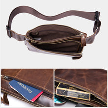 Cargar imagen en el visor de la galería, Fanny Pack Men&#39;s Waist Bags Vintage Genuine Leather Belt Pouch Phone Pocket Hip Bag Travel Chest Bag Man Slingback