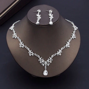 Gorgeous Crystal Wedding Dress Choker Necklace Sets for Women Bridal Jewelry Sets Tiaras Crown Earrings Bride Jewelry Sets