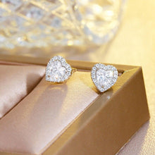 Load image into Gallery viewer, Pink Love Heart Shape Bling Cubic Zirconia Stud Earrings for Women cw35 - www.eufashionbags.com
