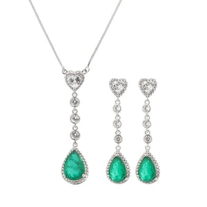 Tassel Heart Shaped Water Droplets High Carbon Diamond Pendant Necklace Parabai Hoop Earrings x10