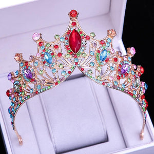 Trendy Colorful Crystal Tiaras Crowns Jelly Rhinestone Wedding Hair Jewelry BC65 - www.eufashionbags.com