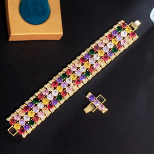 Multicolor Round Cubic Zircon Wedding Bracelet Bangle cb27 - www.eufashionbags.com