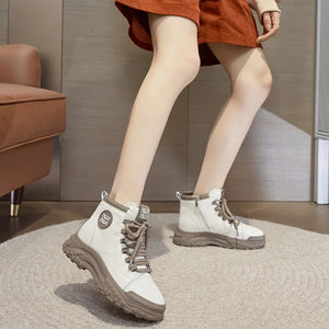 Autumn Winter Shoes Genuine Leather Sneakers Fashion Boots for Women q158