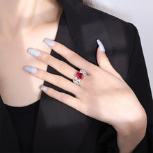 Laden Sie das Bild in den Galerie-Viewer, Fashion Square Paraiba Crystal Adjustable Ring Flower Nail Charms Bride Couple x01