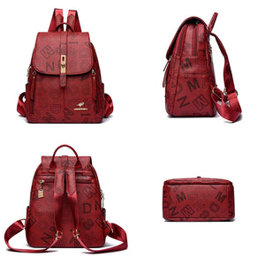 2024 Fashion Luxury Women's Designer Letter Printing Leather Backpacks Large Travel Shoulder Bags Totes School Bag