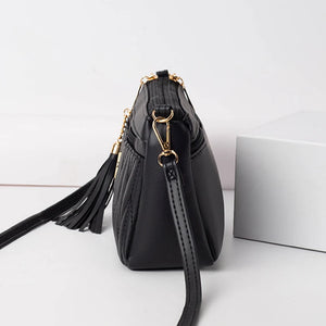 New Fashion PU Leather Crossbody Bags Women Zipper Shoulder Bag Large Embroidery Thread Purse and Handbags
