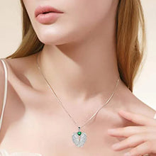 Carica l&#39;immagine nel visualizzatore di Gallery, Green/Blue Heart Wing Necklace Cubic Zirconia Aesthetic Neck Accessories for Women y57