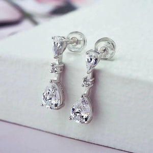 Trendy Crystal Waterdrop Cubic Zirconia Earrings for Women he172 - www.eufashionbags.com