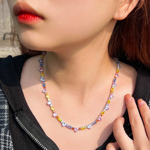 Charger l&#39;image dans la galerie, 5A Bling Cubic Zirconia Love Heart Necklace Multi Color Women Engagement Chain Jewelry