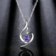 Cargar imagen en el visor de la galería, White/Purple Charming Cubic Zirconia Pendant Necklace for Women Bridal Wedding Accessories Jewelry