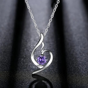 White/Purple Charming Cubic Zirconia Pendant Necklace for Women Bridal Wedding Accessories Jewelry