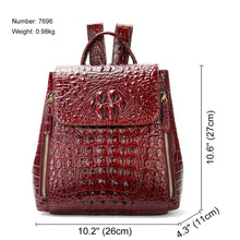 Cargar imagen en el visor de la galería, Real Leather Laptop Backpack Fashion Travel Bags Daypack for Women Crocodile Pattern School Backpack for Girls 7696