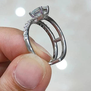 Newly Designed Women Rings with Princess Square Cubic Zirconia Wedding Band Jewelry t05 - www.eufashionbags.com