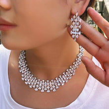 Charger l&#39;image dans la galerie, White Cubic Zirconia Chunky Party Wedding Necklace Jewelry Sets Costume Accessories cw06 - www.eufashionbags.com