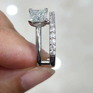 Newly Designed Women Rings with Princess Square Cubic Zirconia Wedding Band Jewelry t05 - www.eufashionbags.com