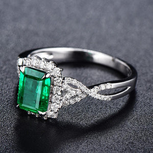 Square Shaped Green Cubic Zirconia Wedding Ring for Women hr175 - www.eufashionbags.com
