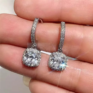 Trendy Silver Color Drop Earrings for Women Sparkling Cubic Zirconia Earrings x60