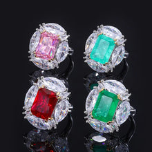 Charger l&#39;image dans la galerie, Luxury  925 Sterling Silver Geometry Paraiba Tourmaline Gemstone Ring for Women x51